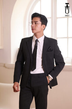 BỘ VEST CARO XÁM ĐẬM 812