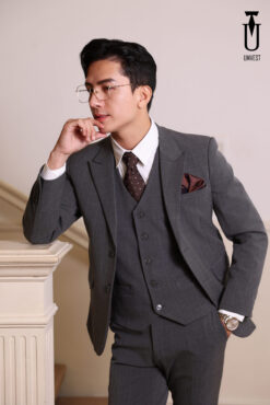 BỘ VEST CARO XÁM GIÃN 826