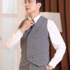 Áo gile xám caro vải Polyester