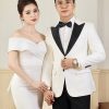 Tuxedo Cưới Trắng Ve Đen