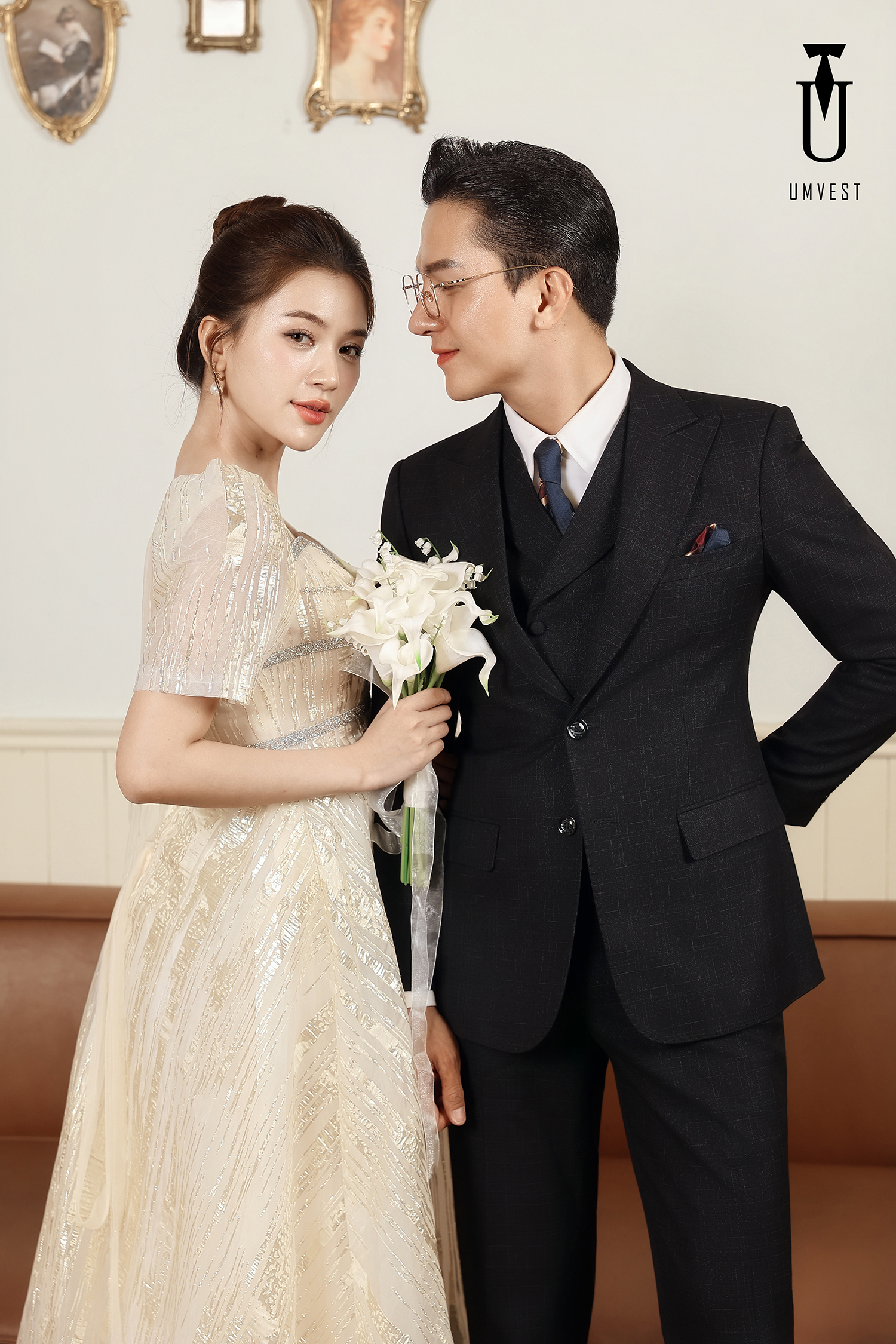 Vest Chú Rể Đen Sọc 01