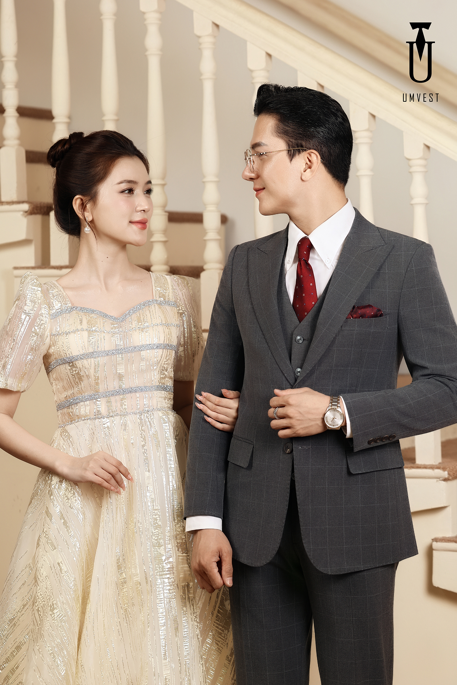 Vest Chú Rể Ghi Caro