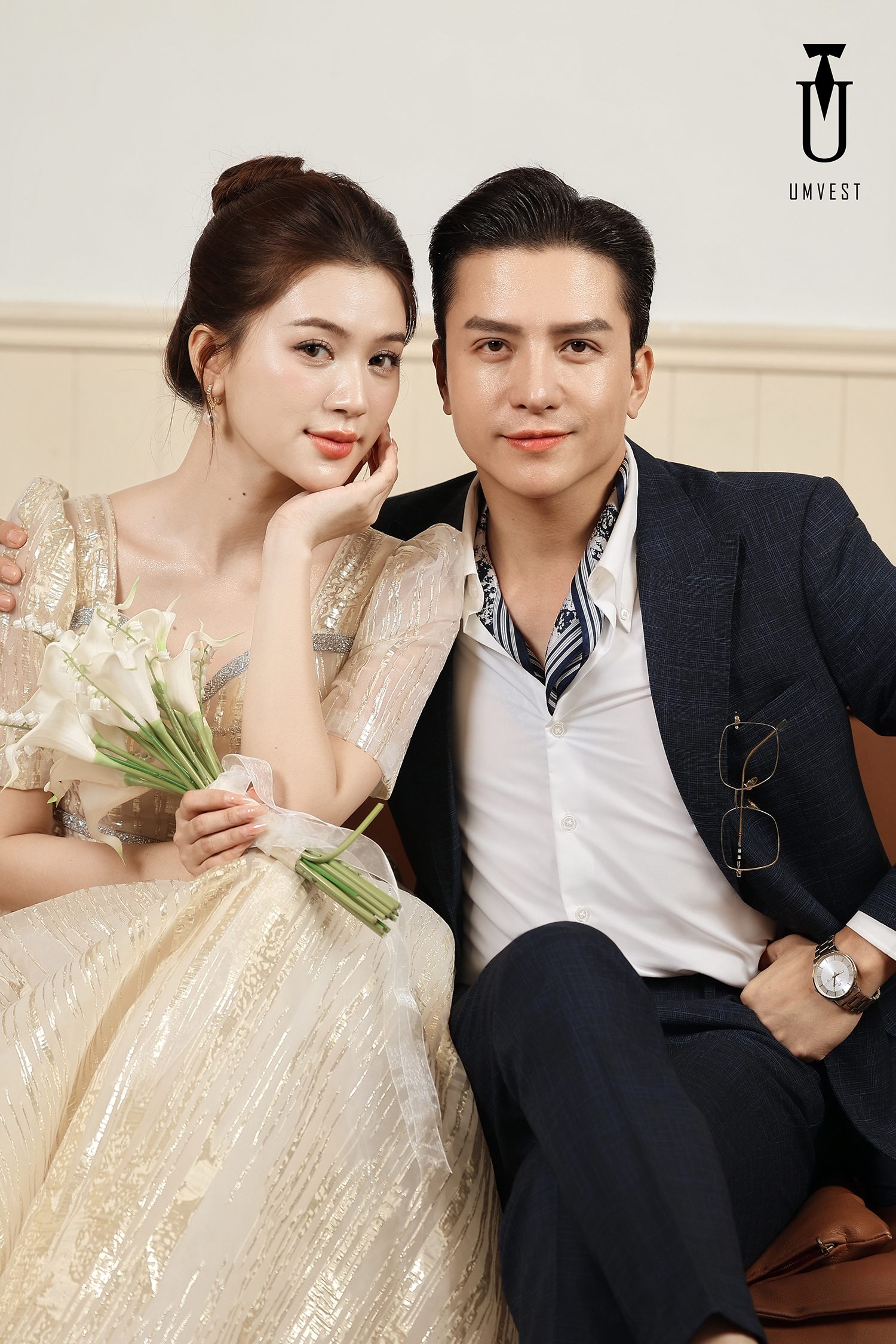 Vest Chú Rể Xanh Dương Xước