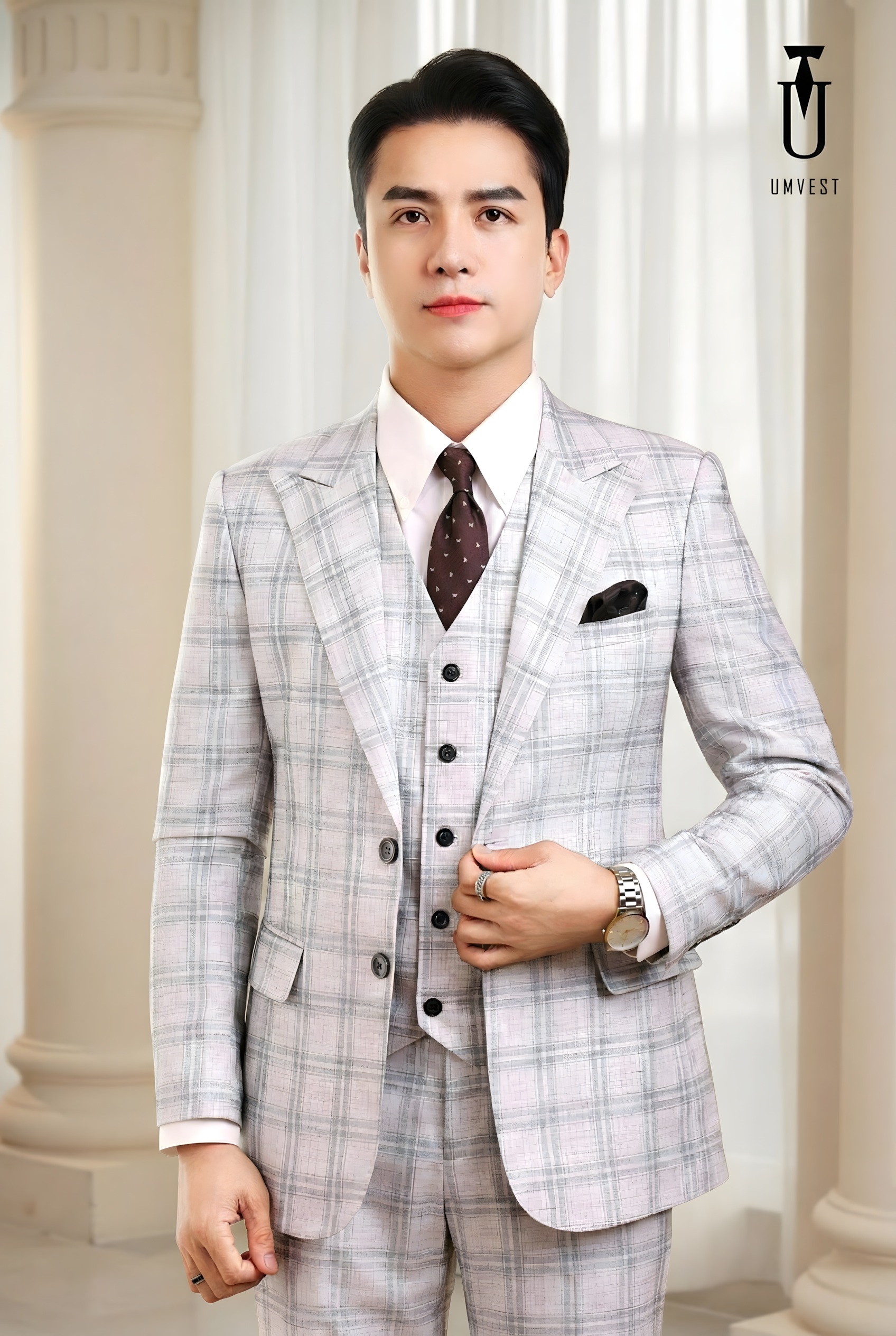 VEST TRẮNG CARO ĐEN GILE