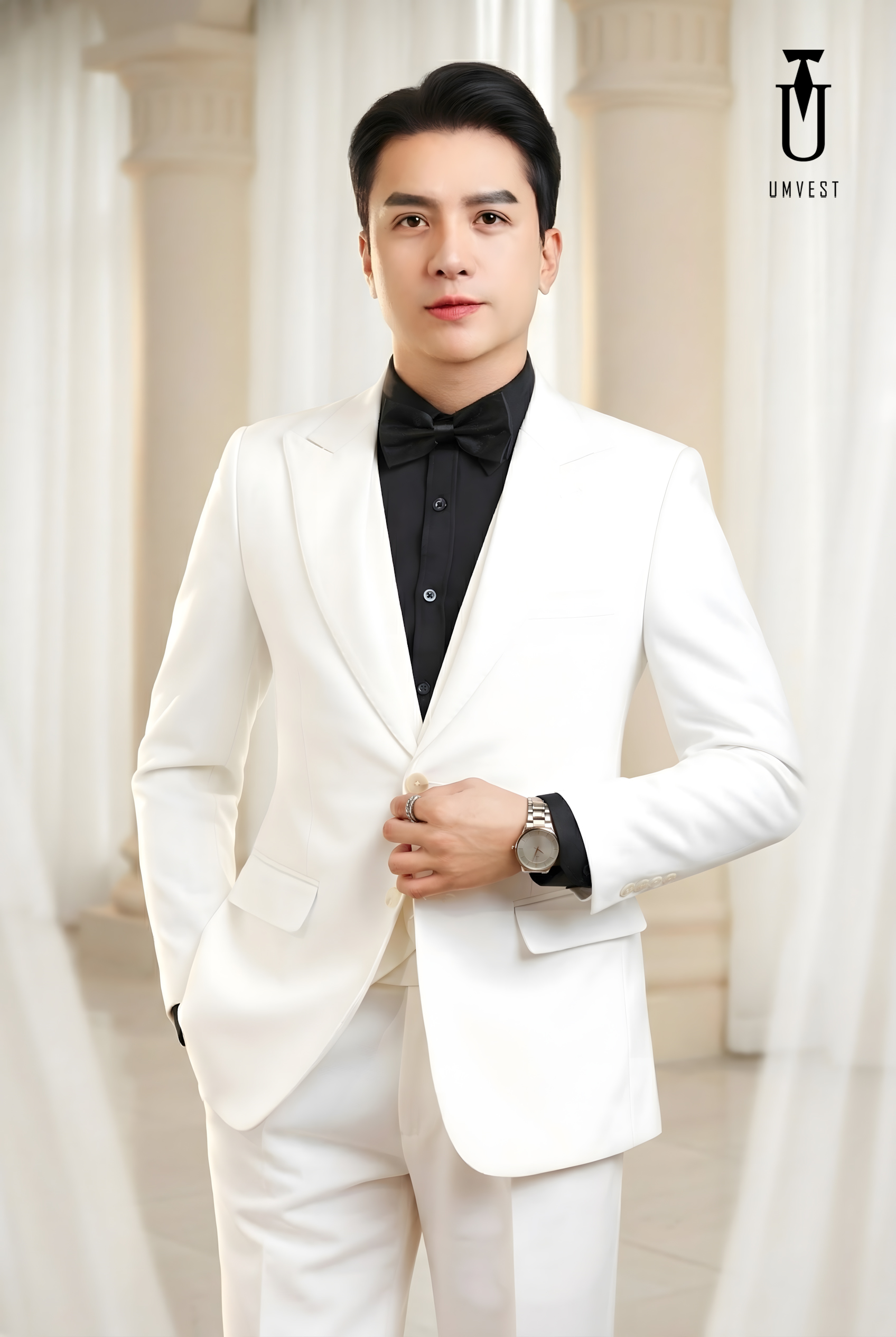 VEST TRẮNG SƠ MI ĐEN