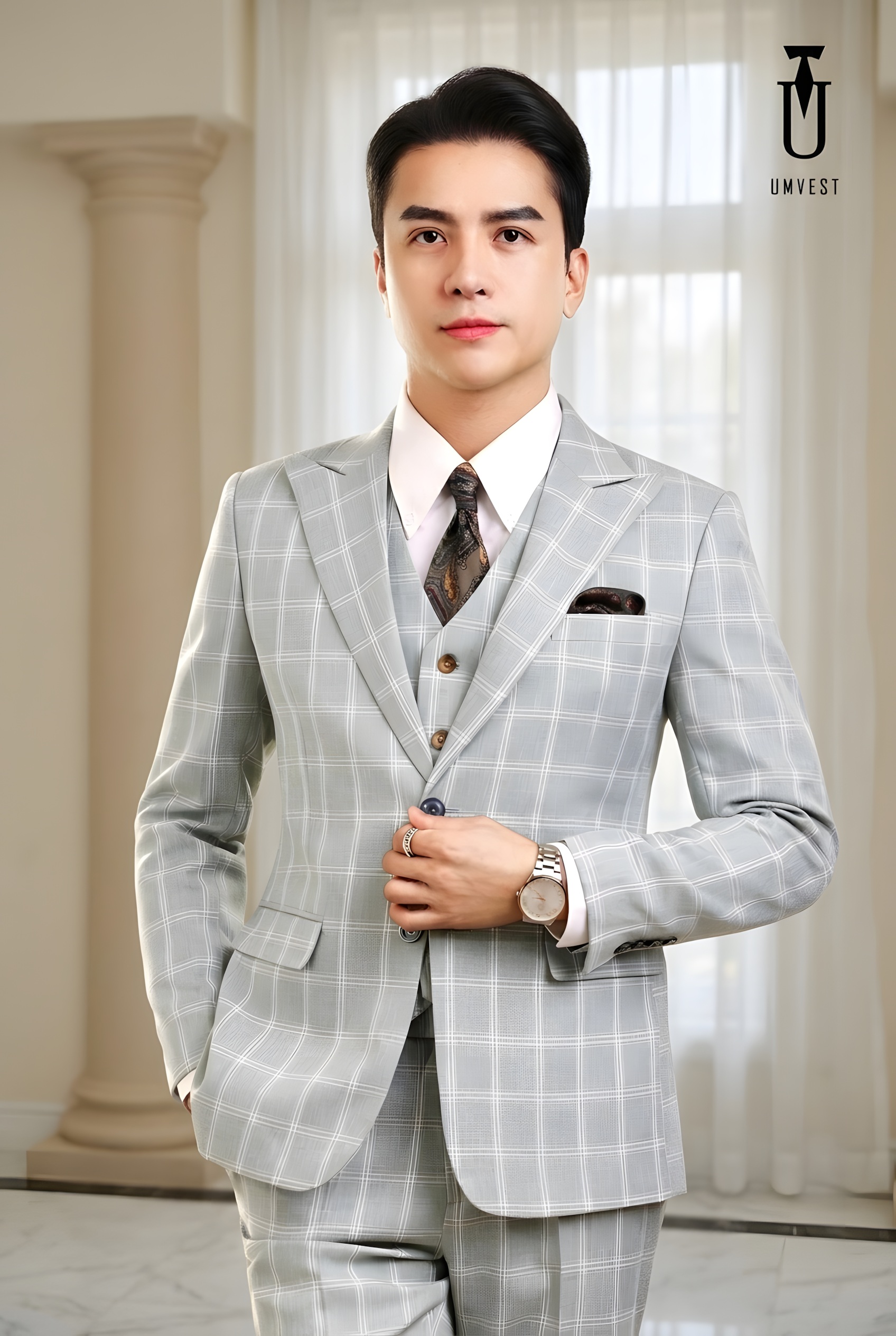 VEST XANH NHẠT CARO