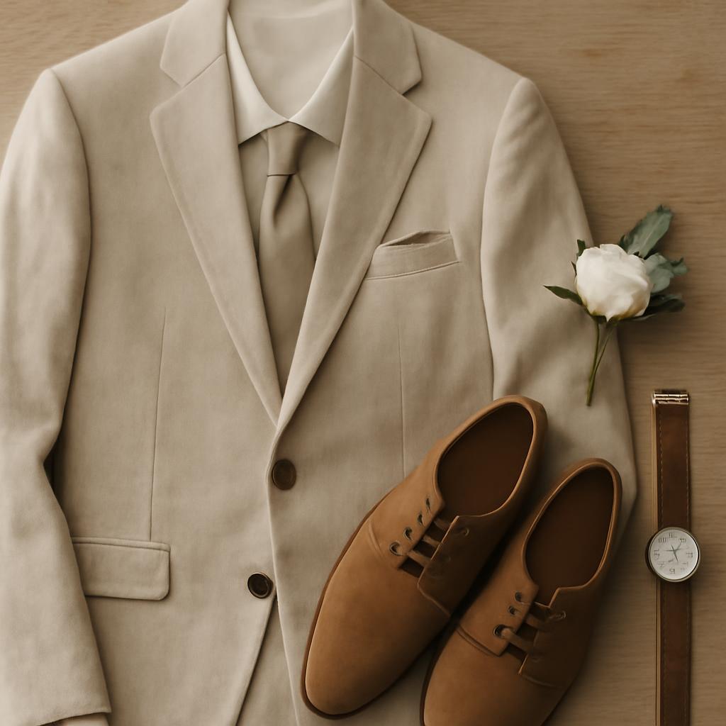 Phối vest chú rể vải linen lịch lãm trong ngày trọng đại